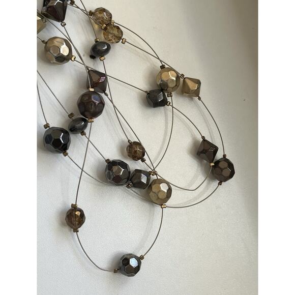 Chico's Antiqued Bronze Layered Multi Strand Necklace Beads 20” - Picture 6 of 6